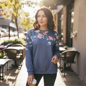 Pink Daisy Women's Floral Long Sleeve Top - Size XL -